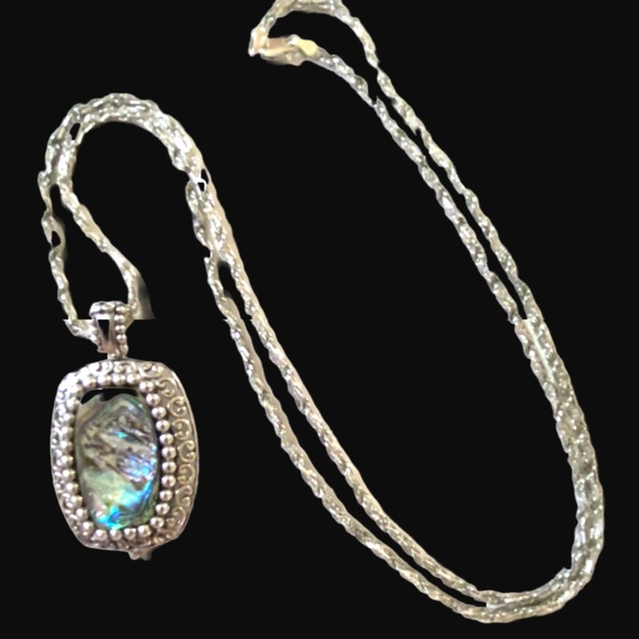 Sterling Silver Abalone Pendant and Rope Chain Necklace - Picture 8 of 9